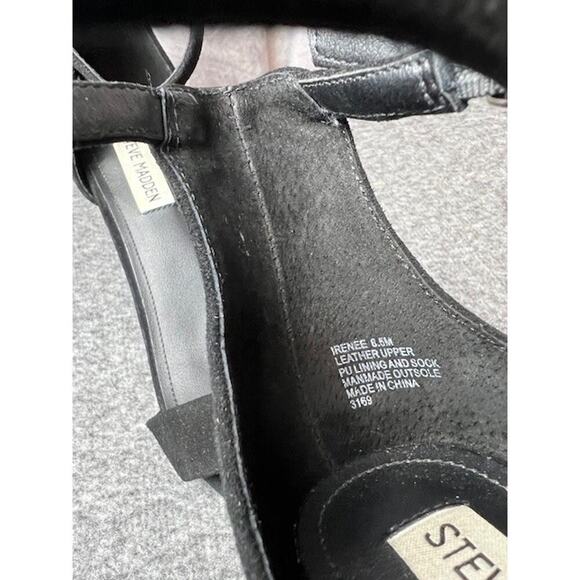 Steve Madden Irenee Heels Sandals Women's 8.5 M Black Suede Open Toe Ankle Strap - Picture 9 of 10